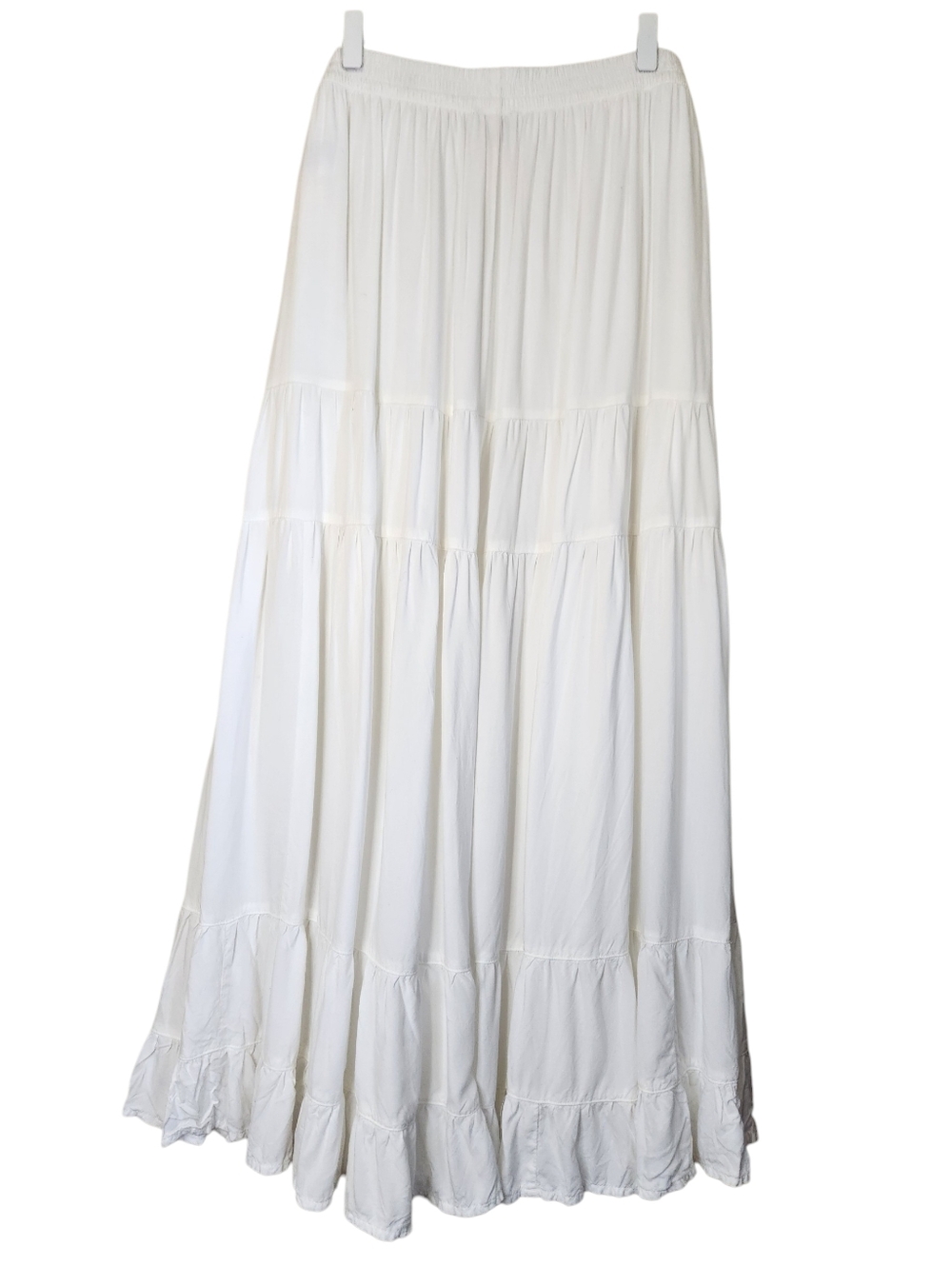 American Eagle Tiered Ruffle Maxi Skirt Womens Sz Large White Boho Peasant - Picture 2 of 10
